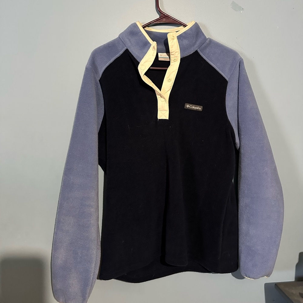 Columbia Zip Up Sweater Black and Blue